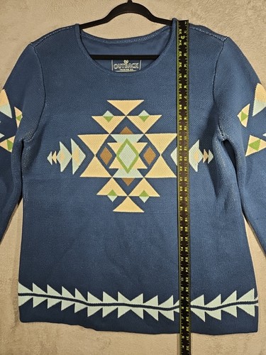 Outback Trading Co Alma Pullover Cerulean Blau Azteken Western Design Gr. 1X/2X - Bild 3 von 14