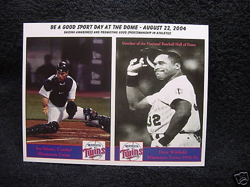 RARE SGA Dave Winfield 3000th Hit/Joe Mauer ROOKIE Card, Minnesota Twins, NICE!
