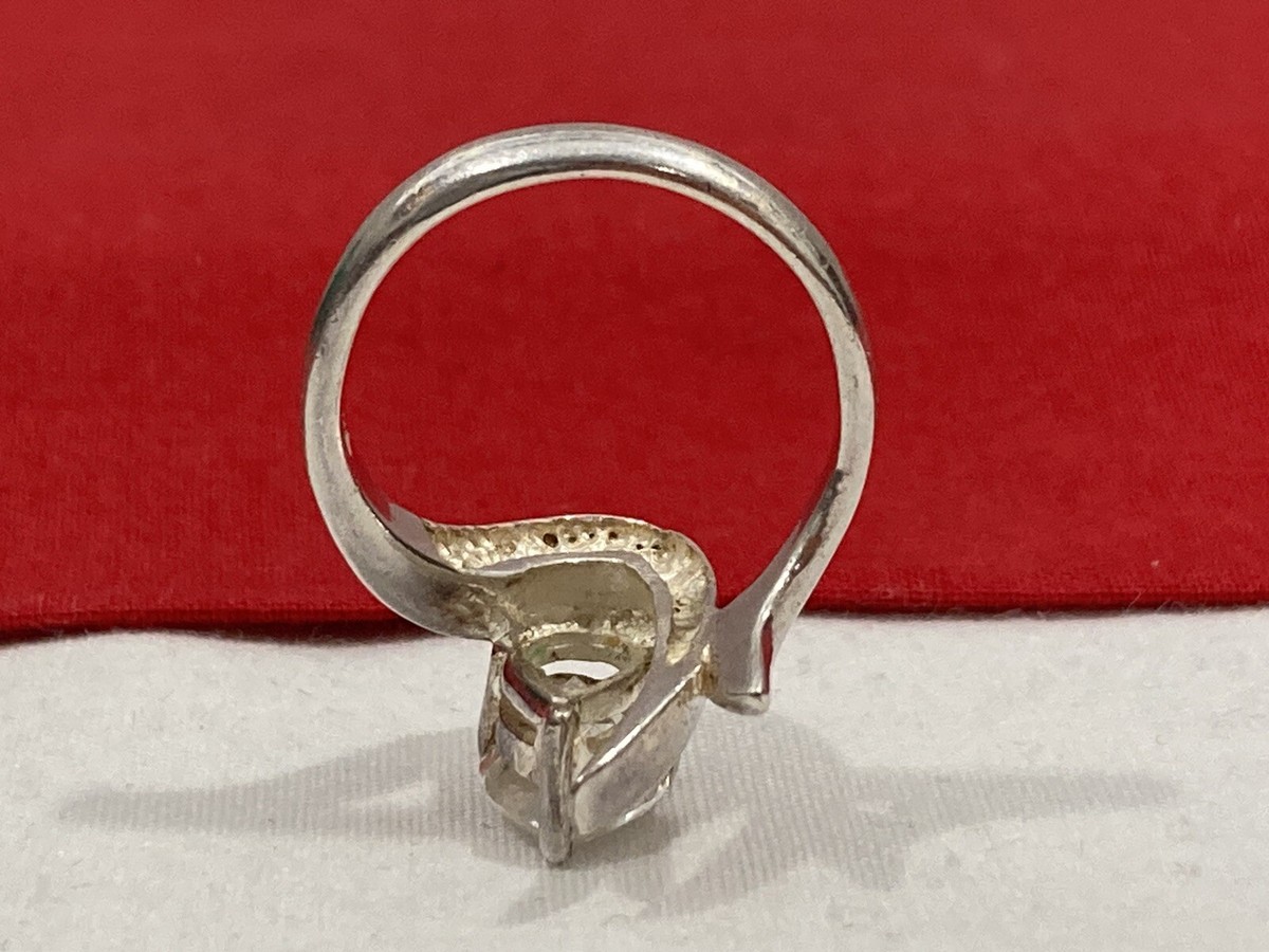 HAN 925 Thailand Signed Sterling Silver Pear CZ Cubic HAN 925 Thailand Signed Sterling Silver Pear CZ Cubic