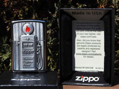 Zippo Sturmfeuerzeug Gas Pump 3D, Street Chrome – Windfest, Nachfüllbar, Made In USA, In Geschenkbox