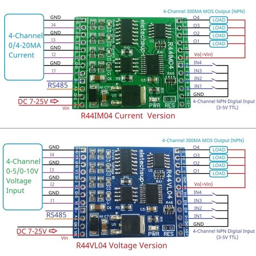 12CH RS485 Mixed IO Module Current Voltage Analog Collection NPN Digital Input - Picture 2 of 12