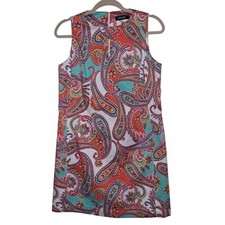 NINE WEST Paisley Vibrant Keyhole Sleeveless Sheath Spring Summer Dress 10