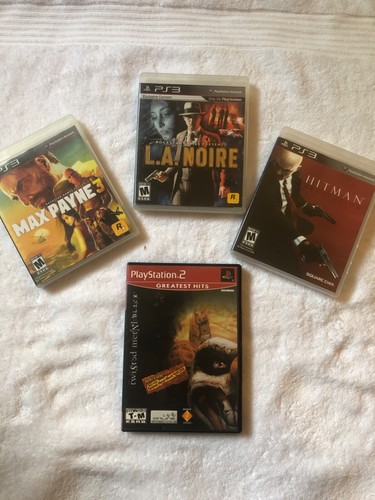 Lot of (4) PS3 games Max Payne 3, L.A. Noire, Hitman. PS2 Twisted Metal Black