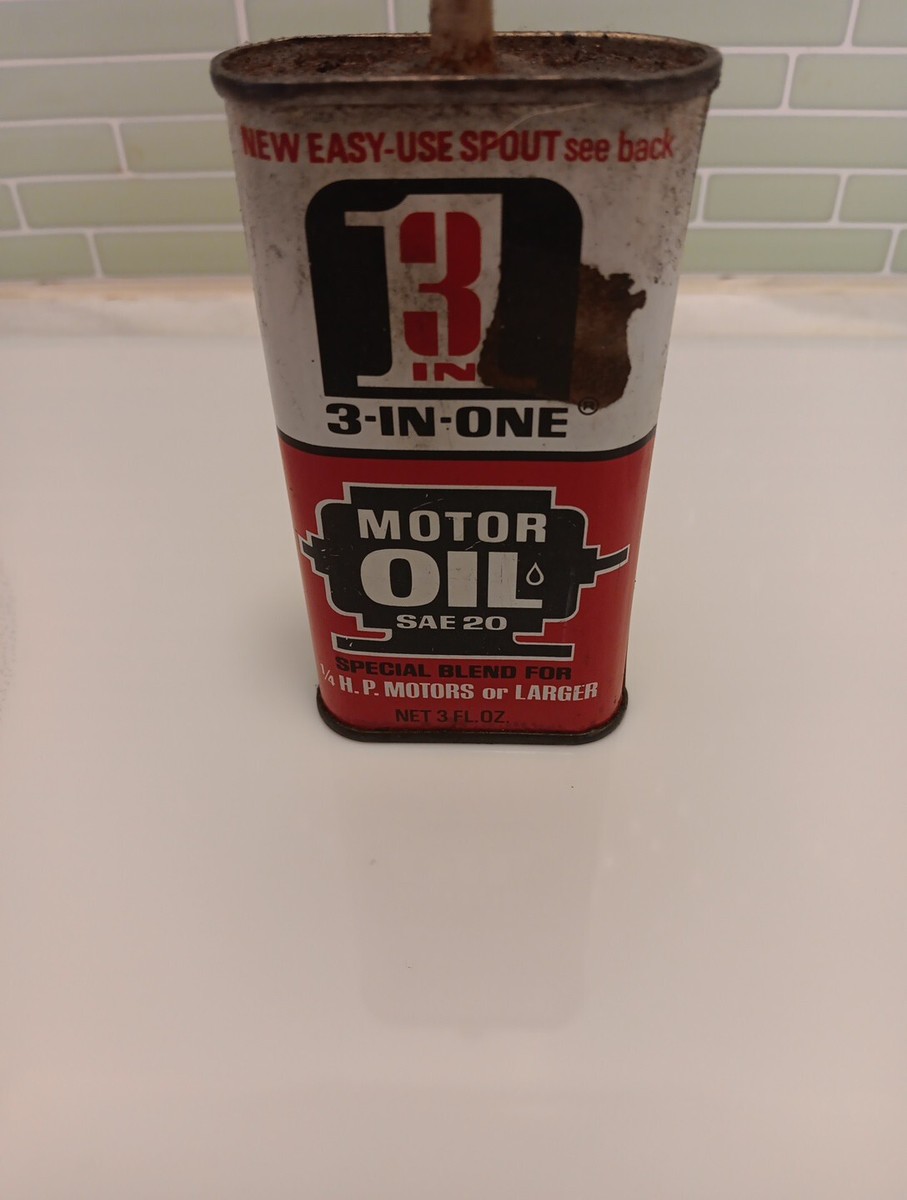 Vintage 3 In 1 Motor Oil SAE 20 3 Oz Can Oiler Tin 1968 Boyle