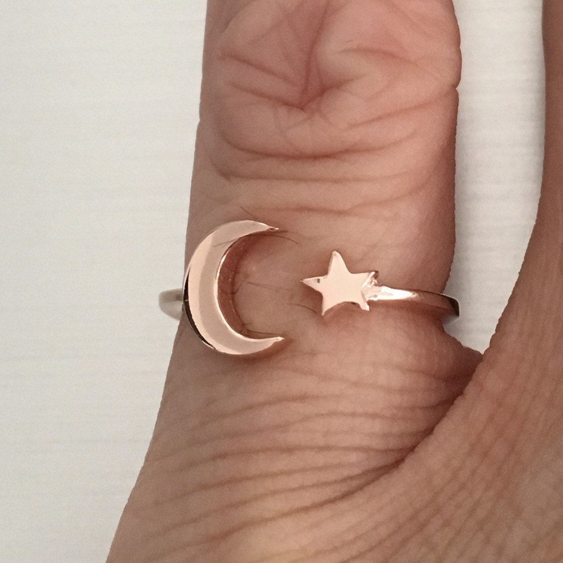 ⑧ROSE＆MOONリング Silver925 Rose Gold Plated Sterling Silver Moon and Star Ring, Silver Rings