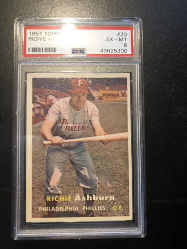 1957 Topps #70 Richie Ashburn PSA 6 EX MT HOF - 第 1/2 張圖片