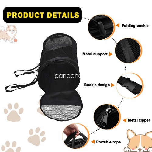 Car Pet Soft Kennel Foldable Dog Cat Mesh Carrier Black for Travel Road Trip - Picture 5 of 6