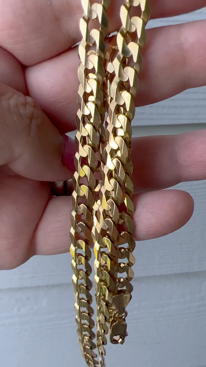 14K YELLOW GOLD CURB CUBAN LINK CHAIN NECKLACE UNISEX THICK HEAVY