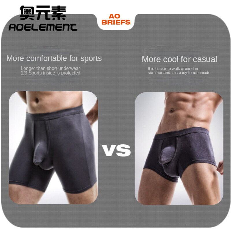 Mens Underwear Separate Penis Ball Pouch Breathable Comfort Sport Boxer  Shorts