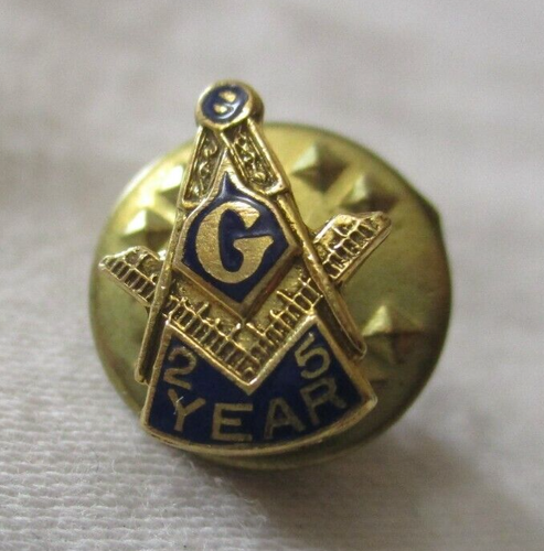 Freemason Member 25 Years Screw Back Lapel Pin Tie Tac 1940's - Imagen 1 de 3