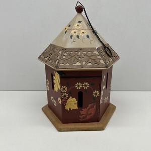 Hand Painted Hanging Wood Butterfly House signed KATHY HATCH Flower  Leaf Design