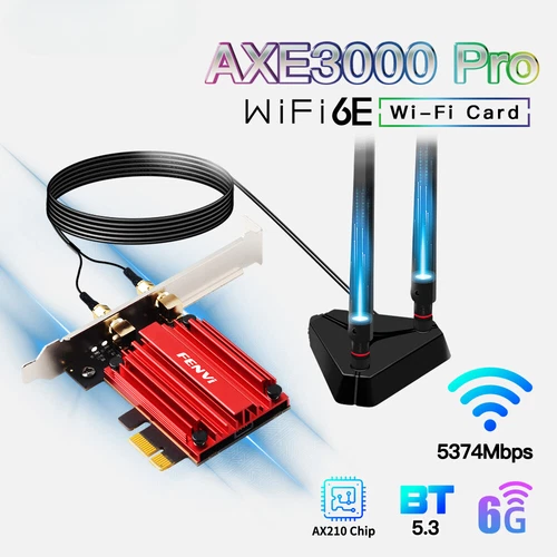 WiFi Adapter WiFi 6EAX210 5374Mbps Tri Band 2.4G/5G/6Ghz Blue-tooth 5.3 802.11AX