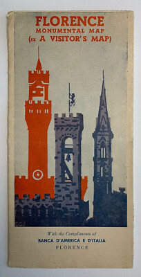 Vintage TRAVEL MAP: 1955 Florence Italy - Monumental and Visitor's Map