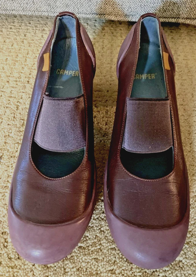 Zapatos de salón CAMPER de cuero ciruela Minnie Mary Janes EU 39 de colección años 90 Foto 4 de 4