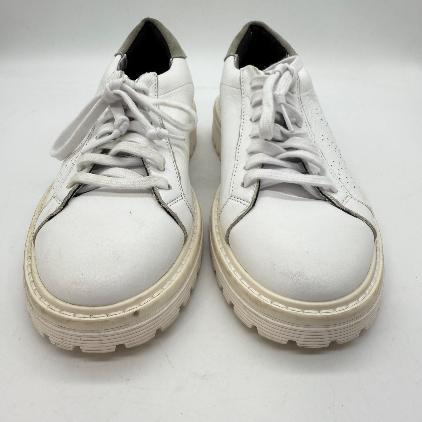 SAOLA Sneakers stringate P448 donna suola grossa taglia 35 US 5 5 5 pelle bianca