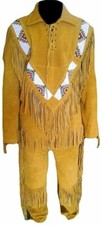 Classyak Men's Western Fringe Cowboy Leather Suit
