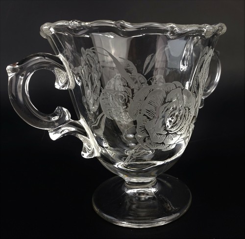 Vintage Fostoria Camellia Creamer And Open Sugar Set Etched Roses - Picture 6 of 12