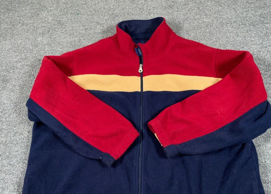 Retro Colorblock Zip Fleece Jacket Women's 1X Blue Red Yellow