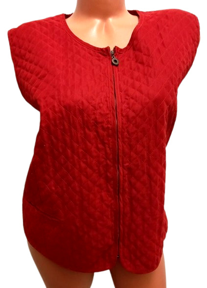 Villager red quilted full zipper pockets women's vest jacket 22W