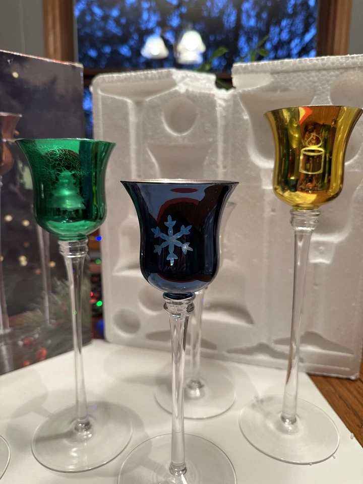 Candelabros votivos vintage de vidrio de mercurio luz de té Navidad ¡Precioso! *Leer Foto 3 de 4