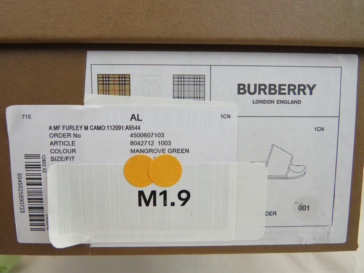 BURBERRY FURLEY GREEN RUBBER CAMOUFLAGE LETTERING LOGO SANDAL SLIDES EUR 41 US 8 Burberry Embossed Logo Slides Military Green Men main image 4