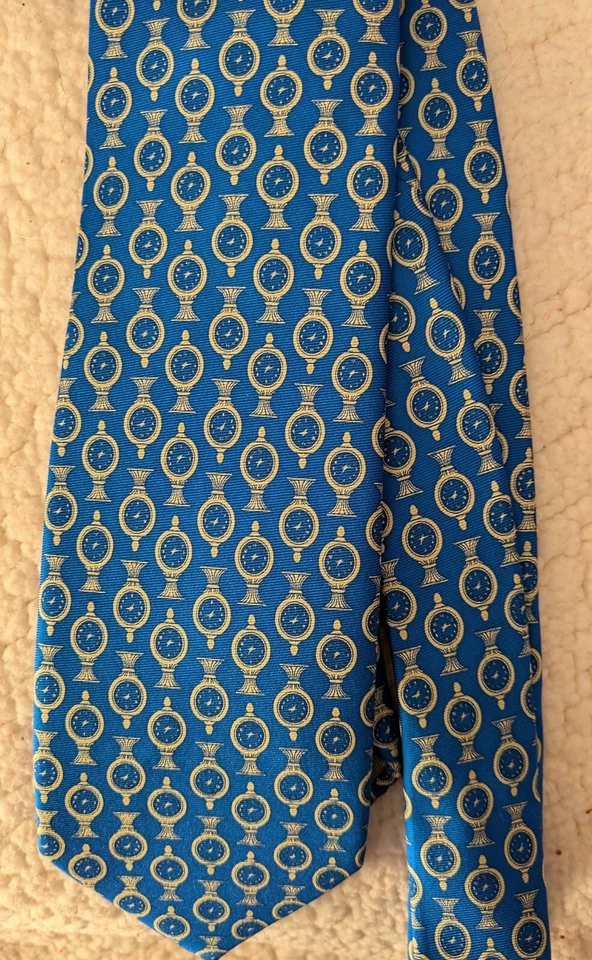 Fox & Chave (Museo del Tránsito de Nueva York) azul/dorado relojes o caras de reloj corbata de seda Foto 2 de 4