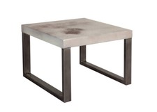 Reclaimed Metal Industrial Style White Coffee Table in Distress Finish