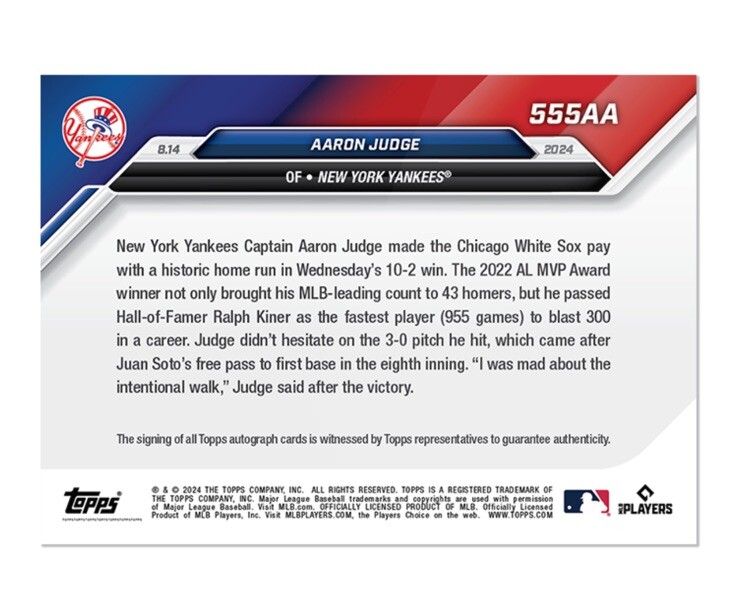topps now アーロン　ジャッジ　ベーブルース 2024 Topps Now MLB ARRON JUDGE All Star Game YANKEES | eBay