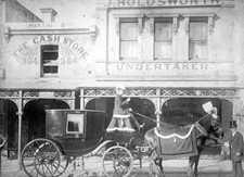 Funeral Carriage Outside Premises of J. Holdsworth Undertaker Carl- Old Photo