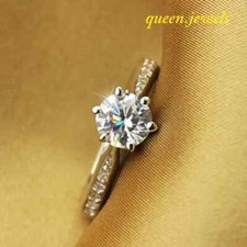 1.91CT Lab-Created Round Cut Diamond 14K White Gold Over Engagement Wedding Ring