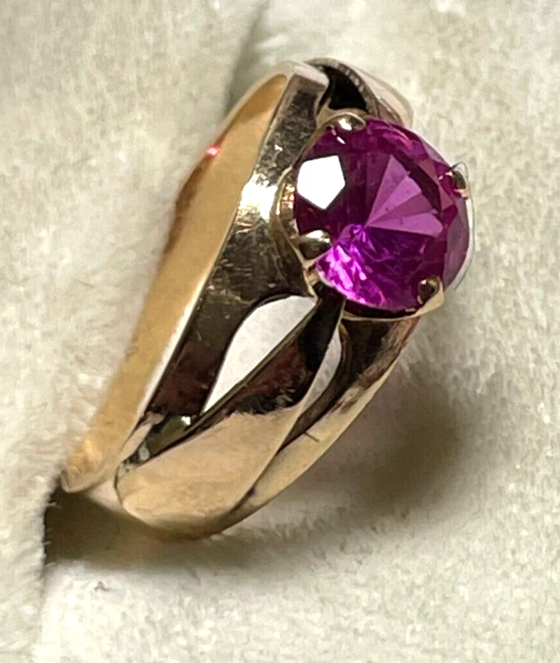Solider vintage 585 Gold 14 K Ring Rotgold roter russischer Spinell Ø 17mm RG 53 - Bild 2 von 4