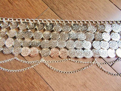Exotic High Quality Hand made Belly Dance Professional Coin Chain Belt....SILVER - Picture 3 of 4