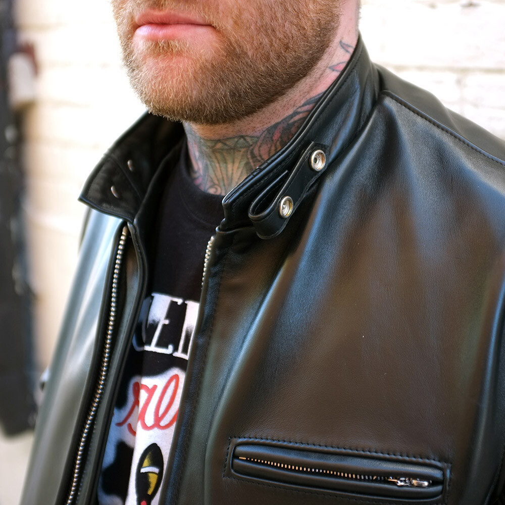 Schott Nyc 141-Naked Cowhides Racer Biker Made in USA Black