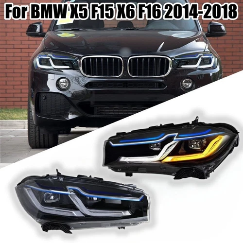 Pair Led Headlights Assembly For BMW X5 F15 DRL Sequential Front Lamp 2014-2018 - Picture 1 of 22