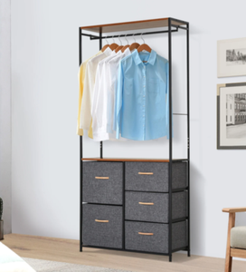 Metal Open Wardrobe Industrial Storage Cabinet Tall Clothes Hanger Coat Rack Ebay