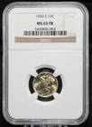 1943 S Mercury Dime NGC MS 65 FB Full Bands Certified GEM Silver 10C Coin