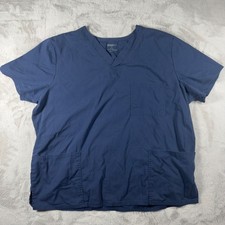 Scrubstar Premium Navy Blue V-Neck Scrub Top XL Short Sleeve 3-Pocket RN93643