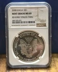 2000 Silver Eagle NGC Mint Error MS69 Reverse Strike Thru