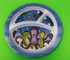 Melamine Octopus Kid Plate. Not Microwave safe. Dishwasher top rack.  A2 