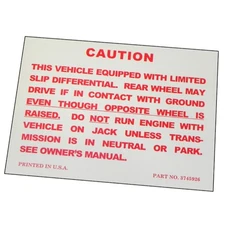 1959-71 Chevrolet Trunk Lid  Caution Positraction Posi Decal