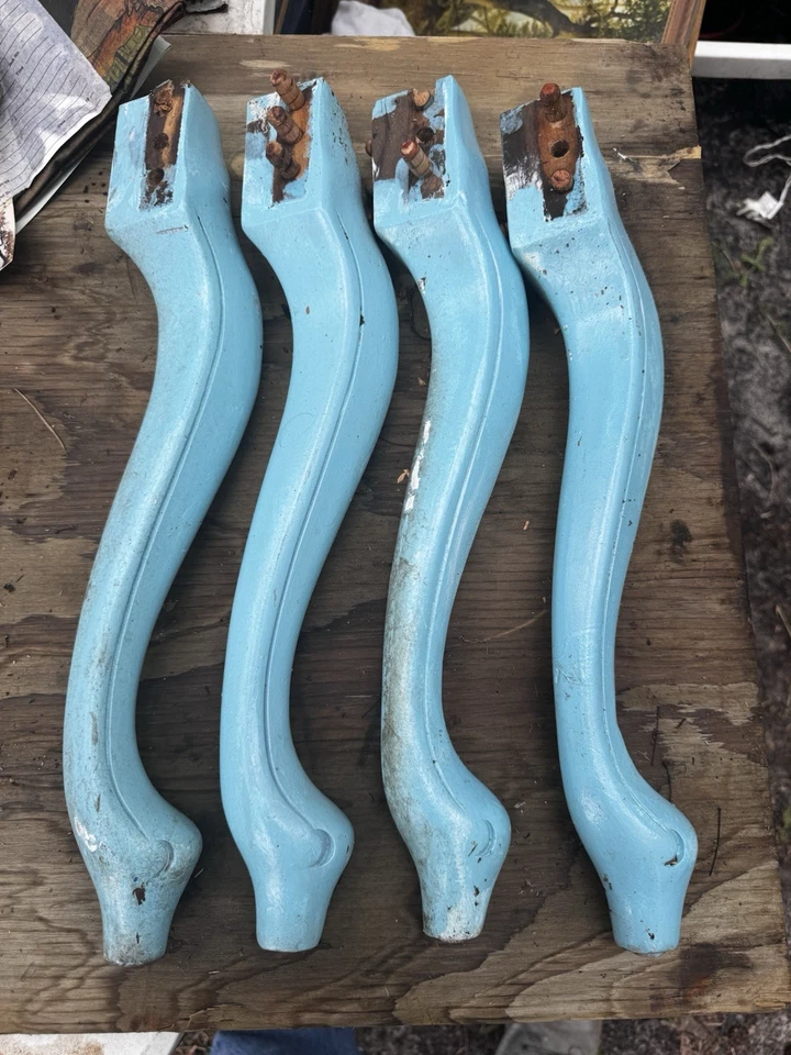 4-16.5” Tall Wood Tapered Cabriolet  Legs Popular French Salvage Crafter Blue - Image 2 of 4