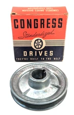 NOS! Vtg. Congress 4.0” OD 1” Fixed Bore Die-Cast V-Belt Pulley, Type A, USA