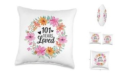 101 Years Loved Funny Mom Dad Grandpa Grandma 101st Birthday Throw Pillow 16x16