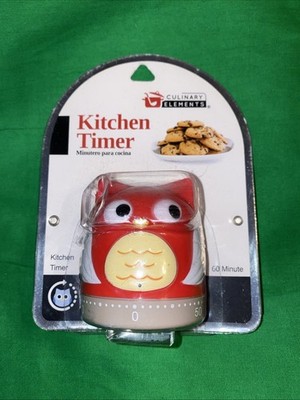 Culinary Elements Red Owl Bird 60 Minute Kitchen Timer NEW