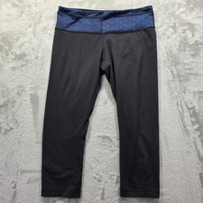 Lululemon Leggings Womens 10 Black Blue High Rise Crop Yoga Pants Athletic Gym
