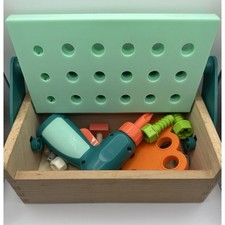 Battat Toys Wood  Plastic Tool Box Drill Set Kids Toy Workbench CH0910-01