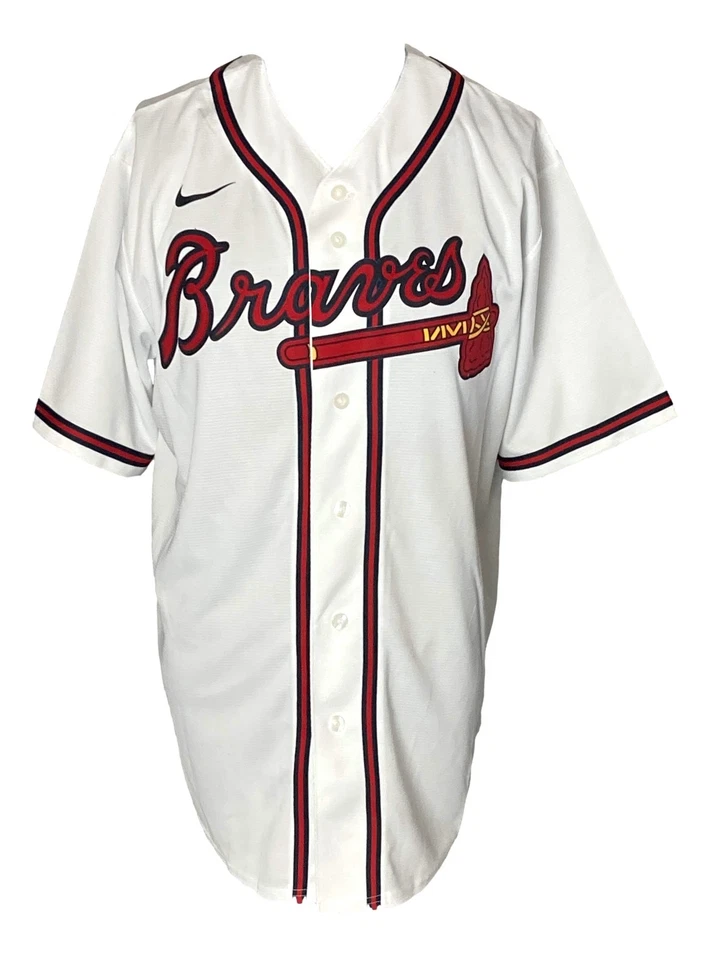 Ronald Acuna Jr. Signed In Black Braves White Nike Baseball Jersey 18 ROY JSA - Image 3 of 4