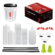 25 Pack 20 Oz Disposable Spray Gun Paint Mixing Cups Kit 125 Micron Filters
