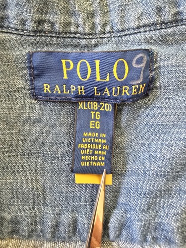 NWOT Polo Ralph Lauren Big Boys Cotton Chambray Shirt Blue Color Size XL 18/20 - Picture 3 of 6