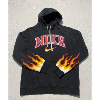 Nike NYC 25 Pixel Fire Flame Graphic Hoodie Mens Medium Black 8